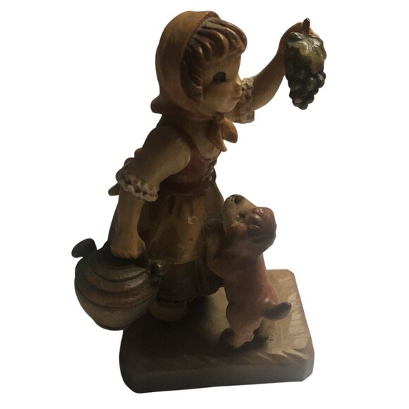 Anri Club #6 Ferrandiz Figurine italy girl With Dog Grape Harvest Time Carving - Picture 2 of 6